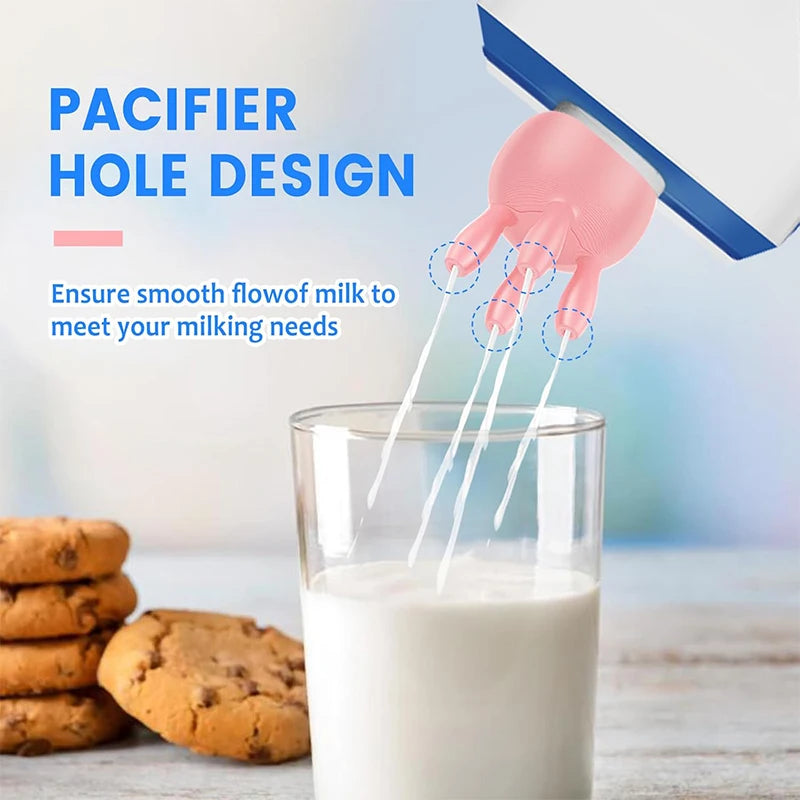 2025 Upgrade PP Cow Udder Milk Carton Cap 3D Printing Funny Pouring Milk Bottle Cap Reusable Boxed Milk Diverter JT422