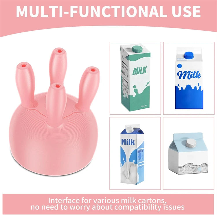 2025 Upgrade PP Cow Udder Milk Carton Cap 3D Printing Funny Pouring Milk Bottle Cap Reusable Boxed Milk Diverter JT422