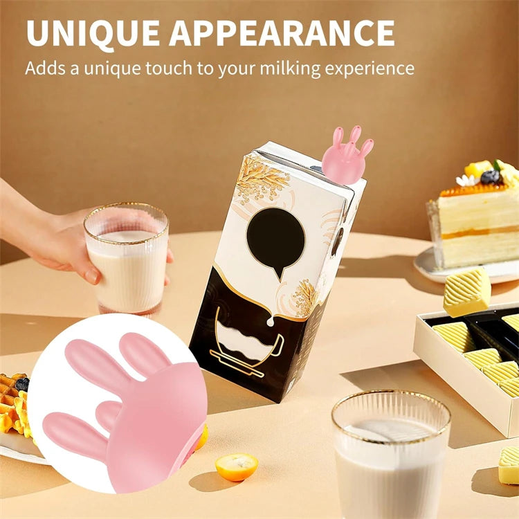 2025 Upgrade PP Cow Udder Milk Carton Cap 3D Printing Funny Pouring Milk Bottle Cap Reusable Boxed Milk Diverter JT422